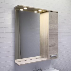 Шкаф зеркальный Comforty Марио 75 с подсветкой Дуб дымчатый 00-00016020CF