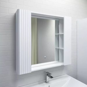 Шкаф зеркальный Comforty Ангара 90 с LED подсветкой и антизапотеванием Белый матовый 00-00019941CF