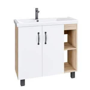 Тумба напольная Grossman Флай 80 Дуб сонома / Белый 108001