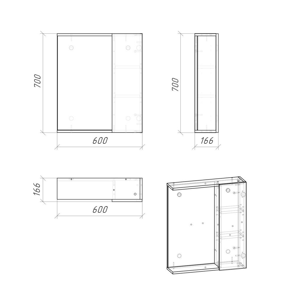 Шкаф зеркальный Grossman Юнит 60 Кадена вуд 2060112 Шкаф зеркальный Grossman Юнит 60 Кадена вуд 2060112 — изображение 3