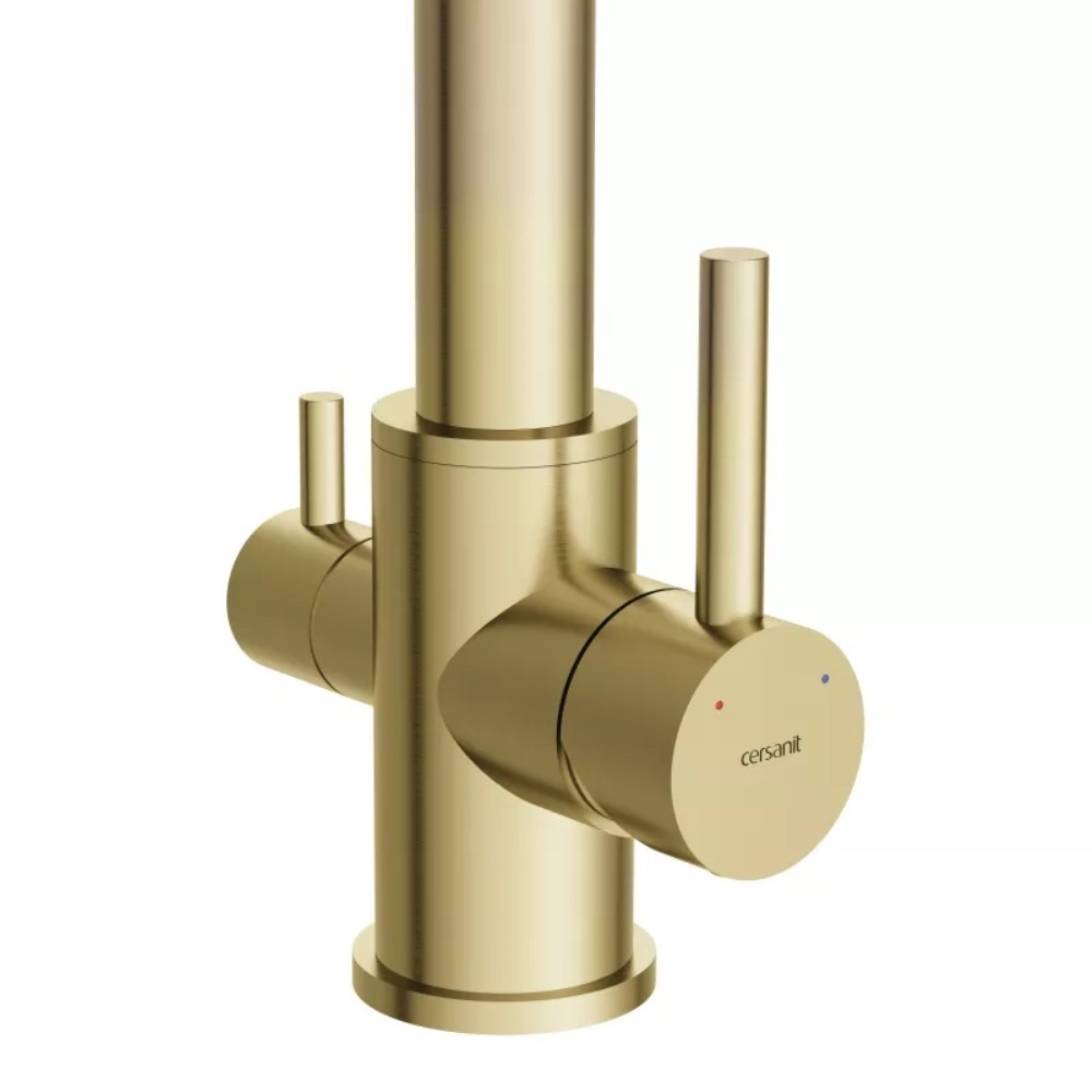 Смеситель для кухни Cersanit Zen с подключением фильтра с гибким изливом Золото матовое 68251 Смеситель для кухни Cersanit Zen с подключением фильтра с гибким изливом Золото матовое 68251 — изображение 3
