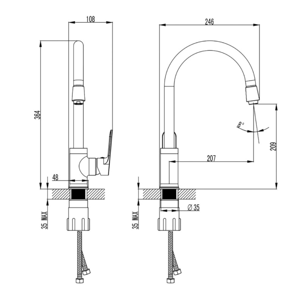 Смеситель для кухни Azario Elvis Черный матовый AZ-WWK568155PA Смеситель для кухни Azario Elvis Черный матовый AZ-WWK568155PA — изображение 2