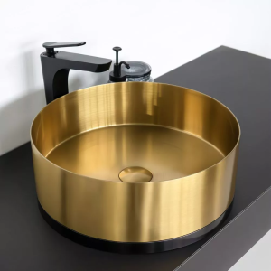 Раковина накладная Comforty 40 с донным клапаном Золото / Черный CF8WBTD39K