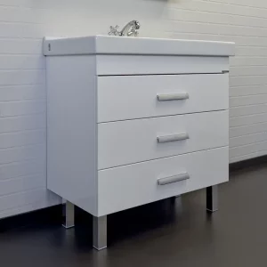 Тумба напольная Comforty Никосия 80 + раковина Белый глянцевый 00-00011162CF