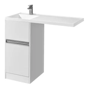 Тумба напольная с раковиной Aquaton Лондри левая 42х50 с левой раковиной Лондри Белый 1A2360K1LH010
