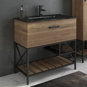 Тумба напольная Comforty Бредфорд 91 + раковина Дуб темный 00004148003CF