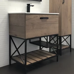 Тумба напольная Comforty Бредфорд 75,5 + раковина Дуб темный 00-00008074CF