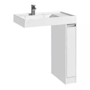 Тумба напольная с раковиной Aquaton Лондри 18х50 с раковиной Рейн белый 1A2361K0LH010