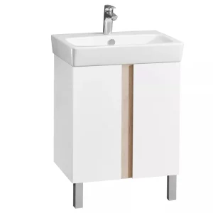 Тумба напольная с раковиной Aquaton Кантри 56,7х41,6 белый глянцевый/дуб верона 1A2574K0AHB20