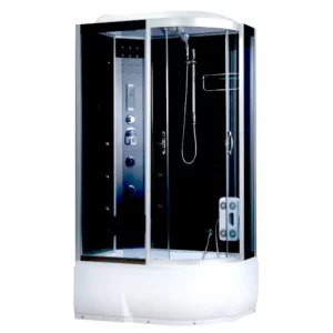 Душевая кабина Водный мир 110х80, Хром / Тонированное, Высокий поддон левая