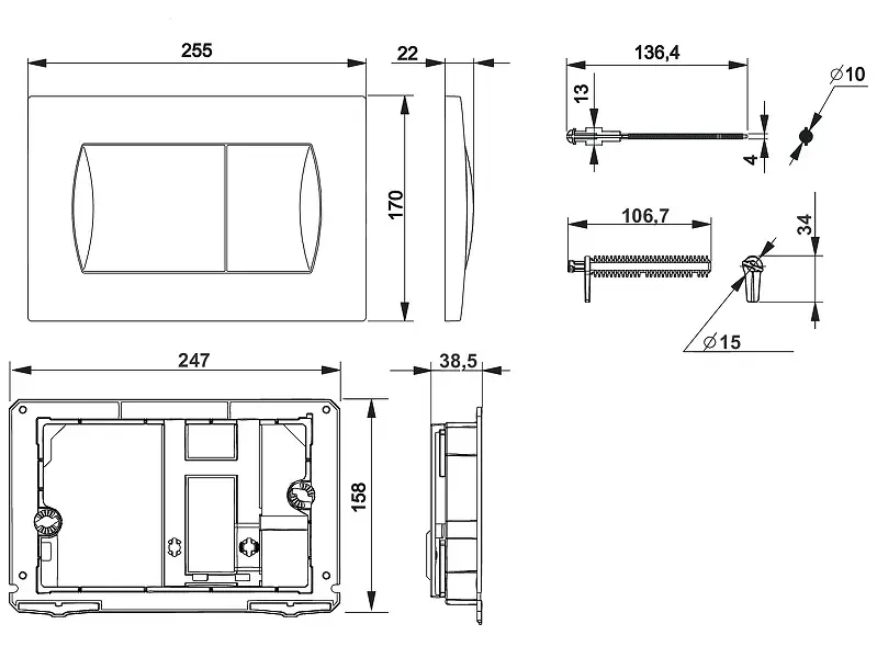 Клавиша смыва Active Pl 62B Черный матовый 8901160B6 Клавиша смыва Active Pl 62B Черный матовый 8901160B6 — изображение 2