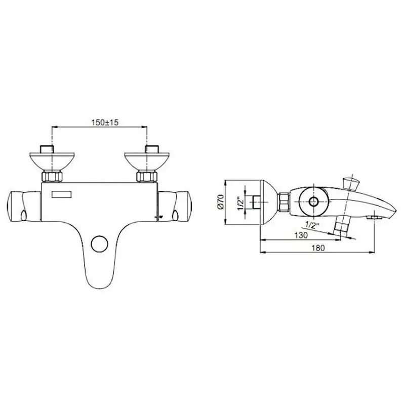 Смеситель Jacob Delafon Stomb термостатический для ванны E71071-CP Смеситель Jacob Delafon Stomb термостатический для ванны E71071-CP — изображение 2