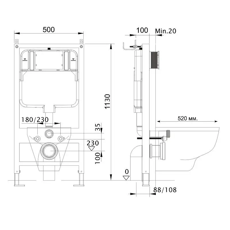 Монтажная рама Aquatek Standart для подвесного унитаза INS-0000012 Монтажная рама Aquatek Standart для подвесного унитаза INS-0000012 — изображение 2