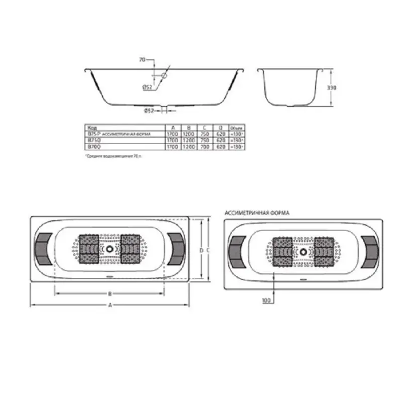 Ванна стальная BLB Duo 170х75 Белый B75Q Ванна стальная BLB Duo 170х75 Белый B75Q — изображение 2