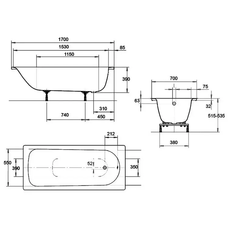 Ванна стальная Kaldewei Saniform Plus 363-1 170х70 Ванна стальная Kaldewei Saniform Plus 363-1 170х70 — изображение 2