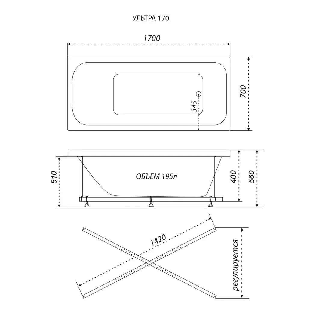 Ванна акриловая Triton Ультра 170х70 Ванна акриловая Triton Ультра 170х70 — изображение 4
