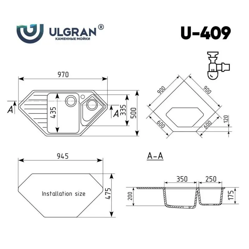 Мойка кухонная Ulgran Classic 97 U-409-307 Терракот Мойка кухонная Ulgran Classic 97 U-409-307 Терракот — изображение 4