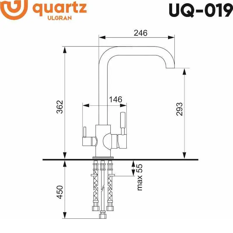 Смеситель для кухни Ulgran Quartz с подключением к фильтру UQ-019-07 Уголь Смеситель для кухни Ulgran Quartz с подключением к фильтру UQ-019-07 Уголь — изображение 2