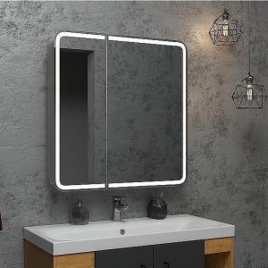 Шкаф зеркальный Агата Elliott 80 с датчиком движения, розеткой Белый МВК014