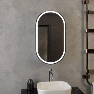 Шкаф зеркальный Агата Elmage 45 с подсветкой и датчиком движения Черный МВК049