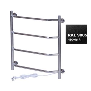Полотенцесушитель электрический Тера Виктория 50х60 кнопка включения, телескоп.держатели Черный матовый ПСК-11-02ч