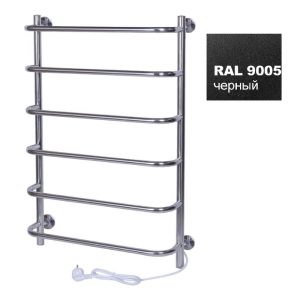 Полотенцесушитель электрический Тера Мост 50х80 кнопка включения, телескоп.держатели Черный матовый ПСК-12-03ч