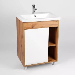 Тумба напольная Viant Бостон 50 с раковиной Como Белый / Дуб Вотан VBOS50CO-T1ST Тумба напольная Viant Бостон 50 с раковиной Como Белый / Дуб Вотан VBOS50CO-T1ST