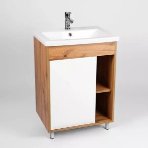 Тумба напольная Viant Бостон 60 с раковиной Como Белый / Дуб Вотан VBOS60CO-T1ST Тумба напольная Viant Бостон 60 с раковиной Como Белый / Дуб Вотан VBOS60CO-T1ST