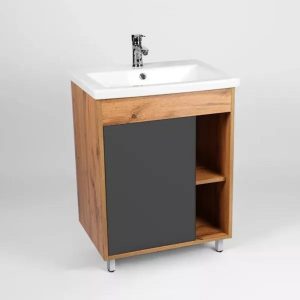 Тумба напольная Viant Бостон 70 с раковиной Como Дуб вотан / Графит VBOS70COG-T1ST Тумба напольная Viant Бостон 70 с раковиной Como Дуб вотан / Графит VBOS70COG-T1ST